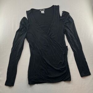 VENUS Black Long Sleeve Wrap Top